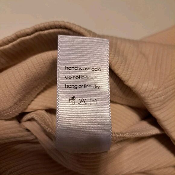 Naked Wardrobe V-Cut Mini Skirt in Oatmeal Stretchy Ribbed Bodycon Womens S NWT - Picture 10 of 13